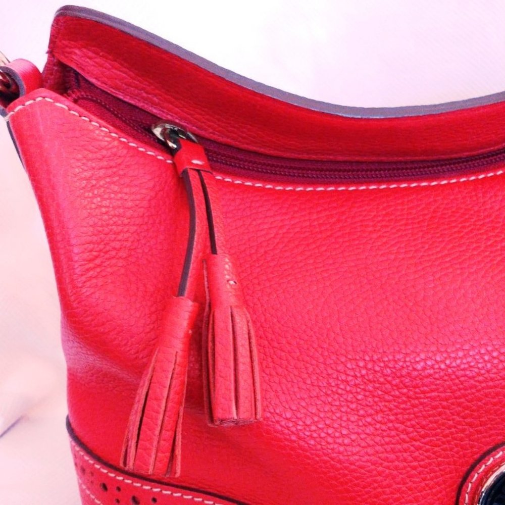 Dooney & Bourke Tomato Red Leather Double Bundle w/Lg Slouch Hobo & Kiss Wallet - Picture 12 of 16